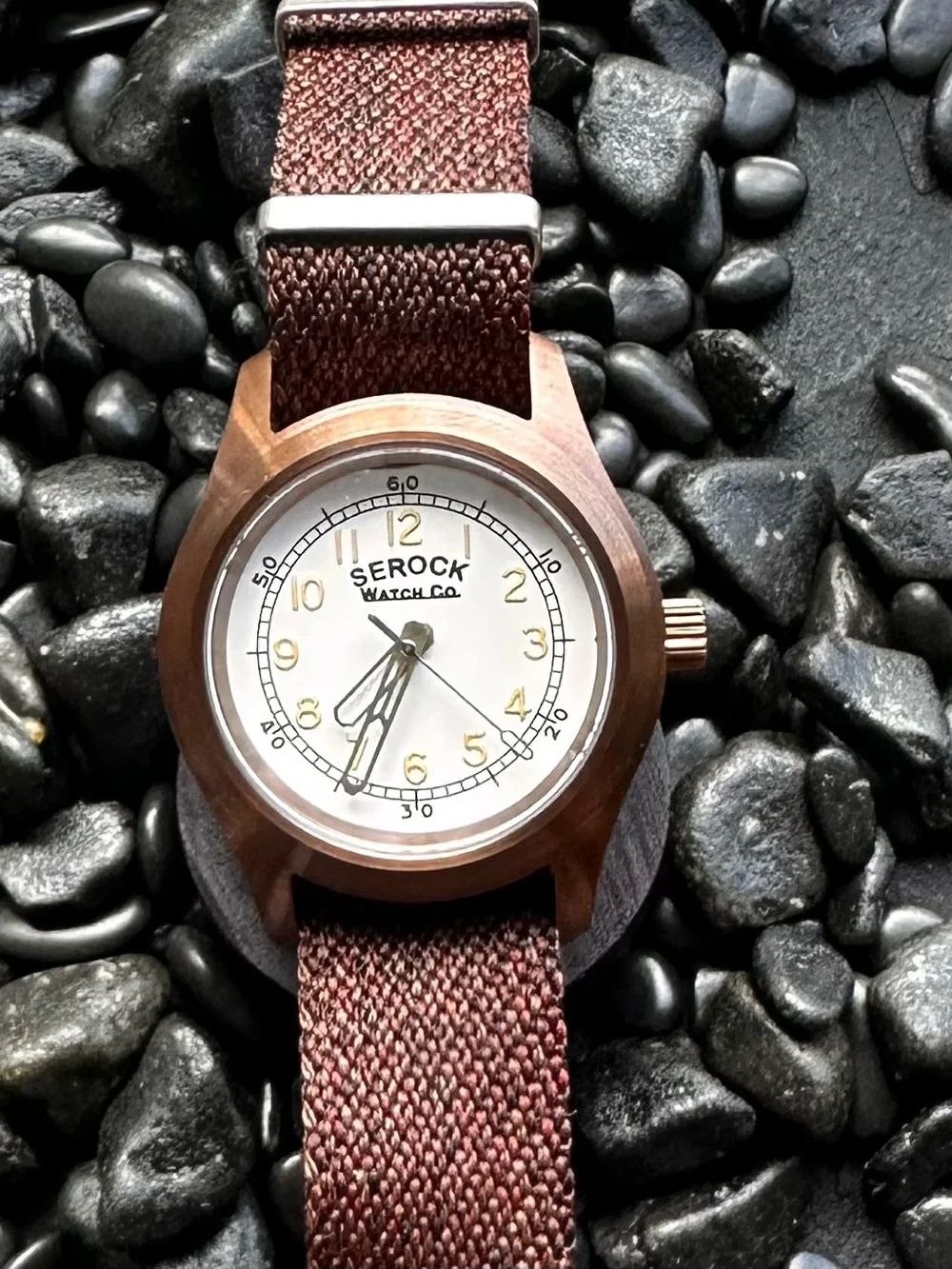 SeikoMod Solid Bronze Field Watch  with White Dial